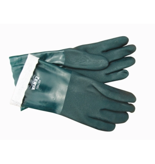 PVC rukavice PETREL, zdrsněné zelené