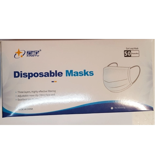 Rouška ústenka PP 3 vrstvá jednorázová skládaná H4071