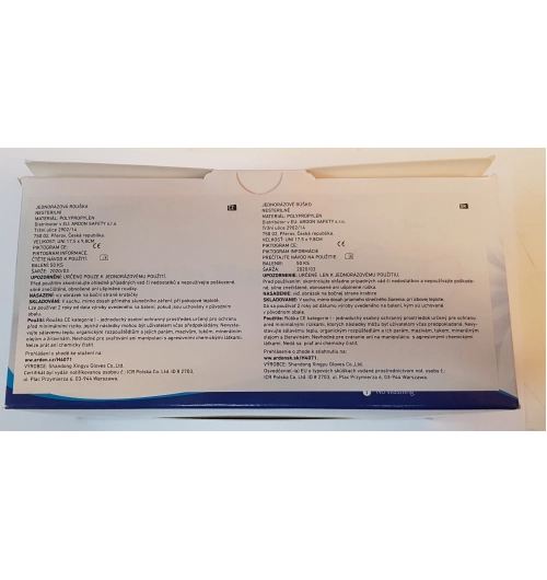 Rouška ústenka PP 3 vrstvá jednorázová skládaná H4071