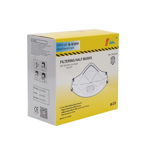 E-830V FFP3 respirátor-20ks, 1ks=39,-