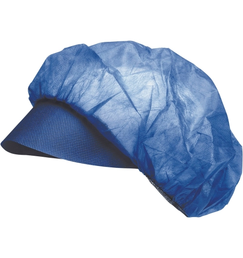 Čepice jednorázová s kšiltem VAPI PEAK, bílá, modrá 100ks